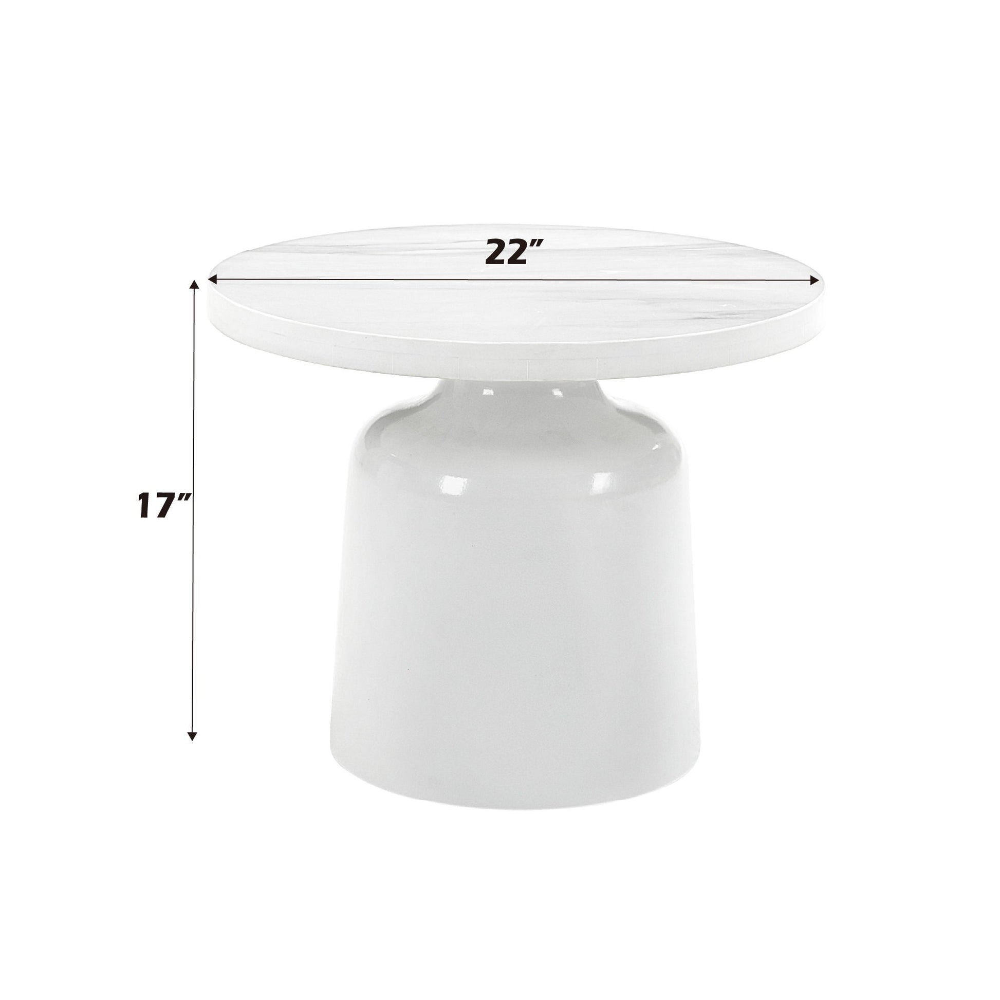 Zaid Engineering Marble High Gloss Table white round 22in top with glossy pedestal base on Tampa Home & Garden Store