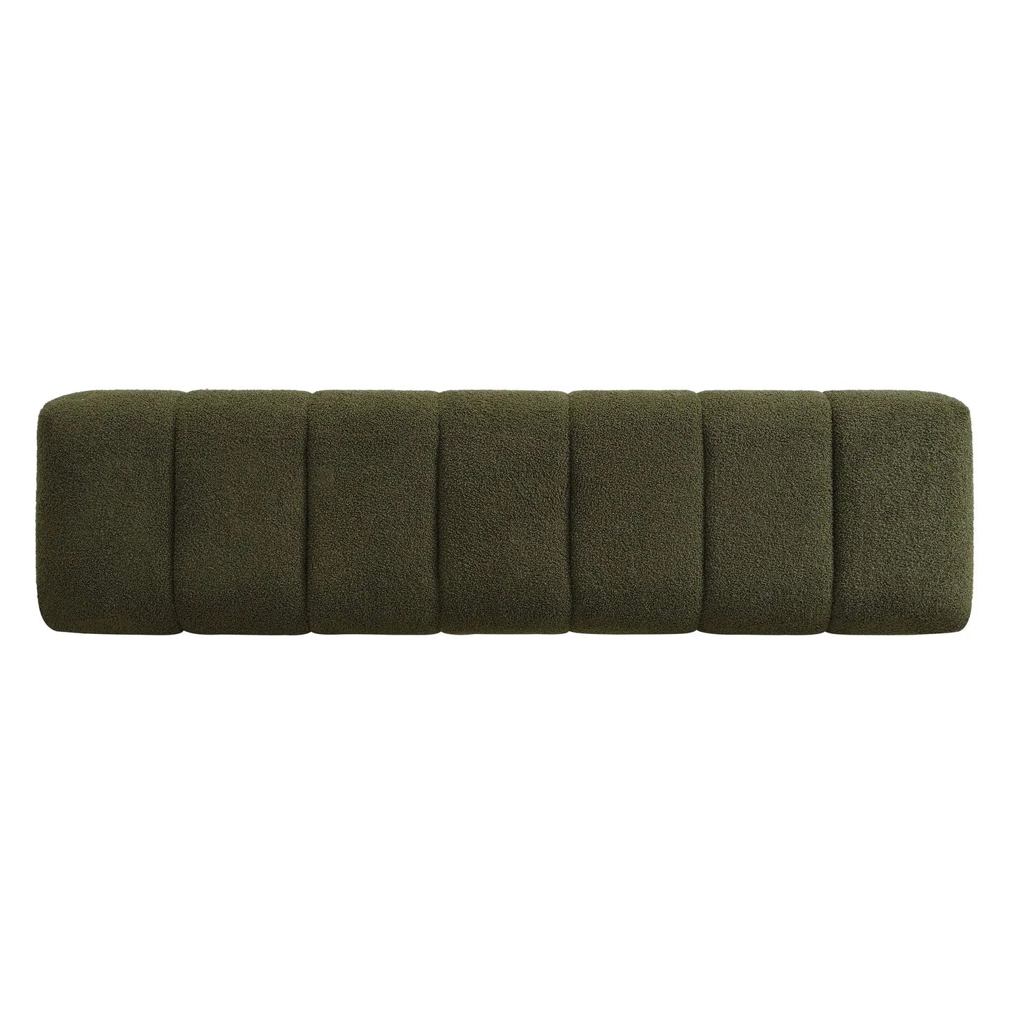 Upholstered dining bench olive green boucle; tufted segmented cushions by Unique Piece Furniture on Tampa Home & Garden Store