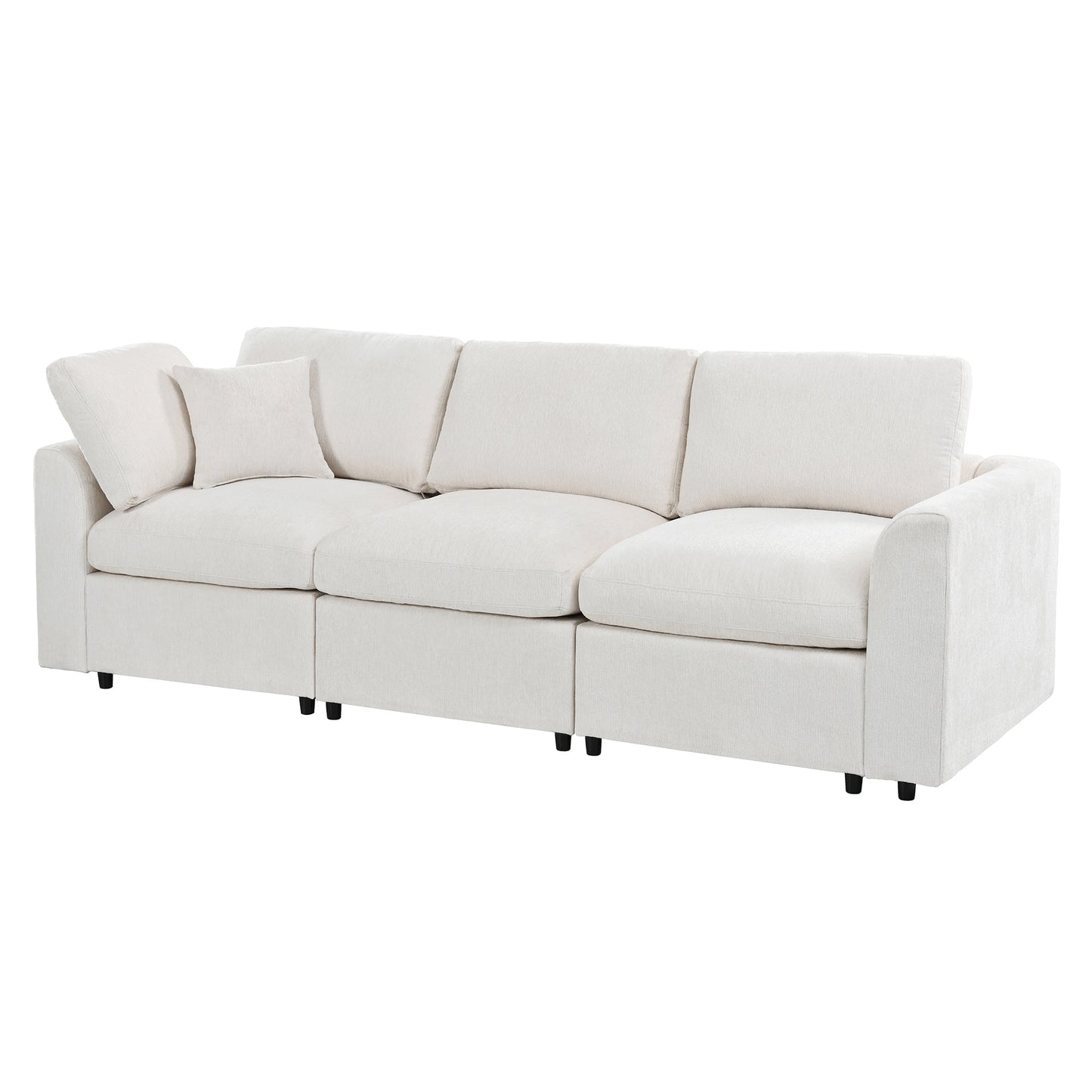 Modern Chenille Modular Sofa and Ottoman Set