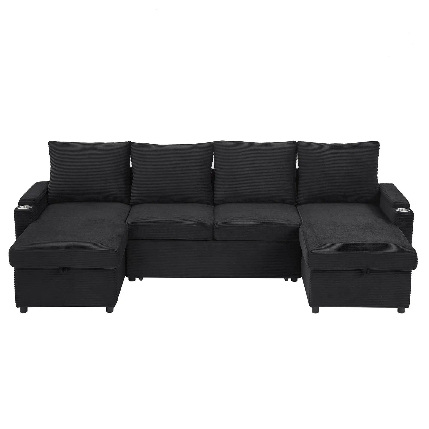 U Shaped Sectional Sofa Bed with Storage Chaise