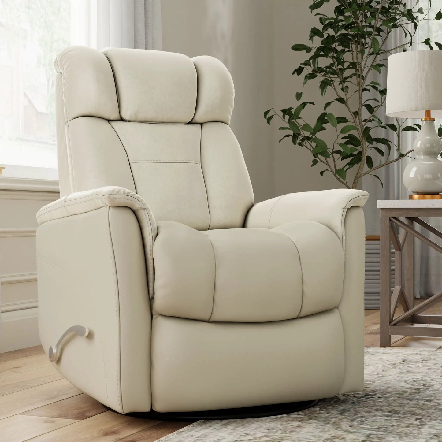 Bentley cream leather swivel recliner with manual headrest & footrest Unique Piece Furniture on Tampa Home & Garden Store