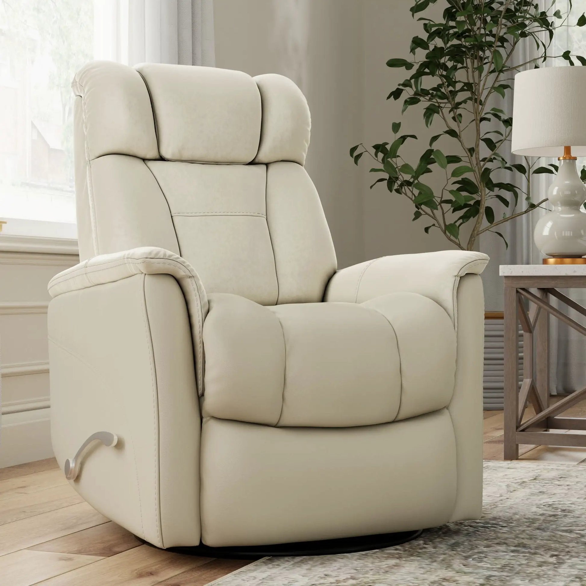 Bentley cream leather swivel recliner with manual headrest & footrest Unique Piece Furniture on Tampa Home & Garden Store
