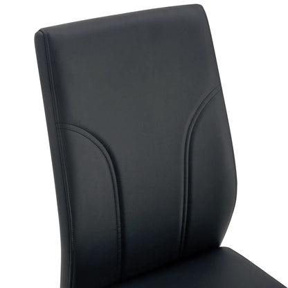 Modern dining chair with high back in black faux leather and stitched detailing on Tampa Home & Garden Store