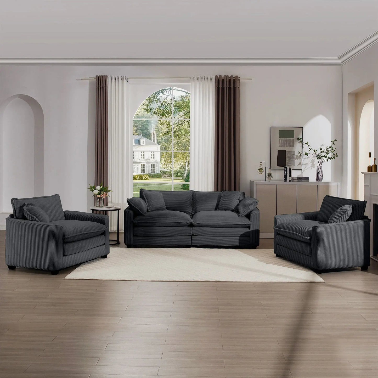 Elegant Sectional Sofa Set with Deep Seats