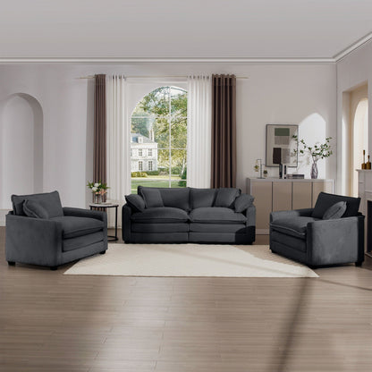 Elegant Oversized Sectional Sofa Set — 3-Piece Living Room Set by HouseOfZazla in gray fabric on Tampa Home & Garden Store