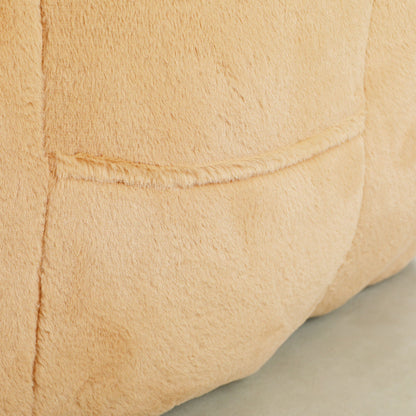Beanbag chair beige plush fabric armchair close-up with stitched seams by HouseOfZazla on Tampa Home & Garden Store