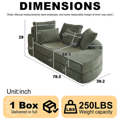 Semi Circular Corduroy Sofa Bed With Pillow