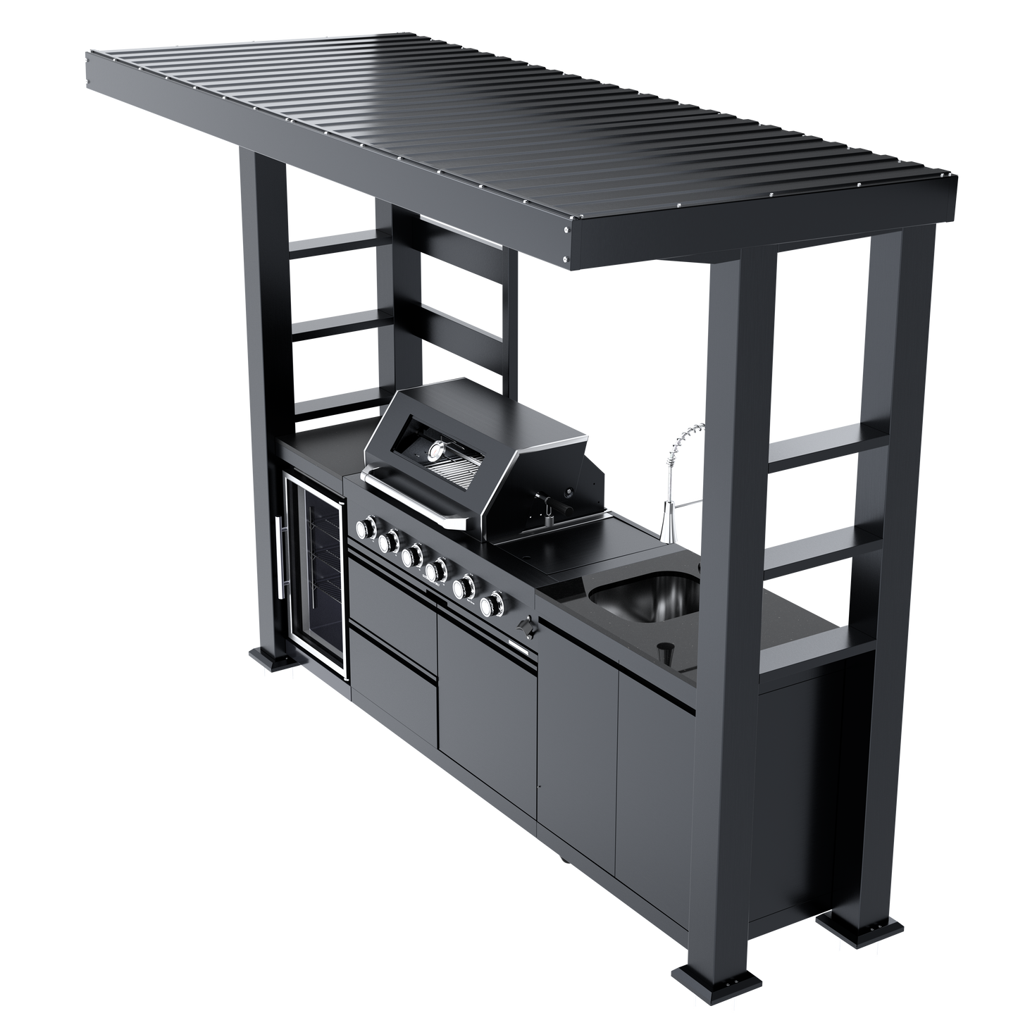 110-Inch Deluxe Stainless Steel Gas Outdoor Kitchen Grill by HouseOfZazla with cabinets on Tampa Home & Garden Store