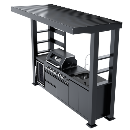 110-Inch Deluxe Stainless Steel Gas Outdoor Kitchen Grill by HouseOfZazla with cabinets on Tampa Home & Garden Store
