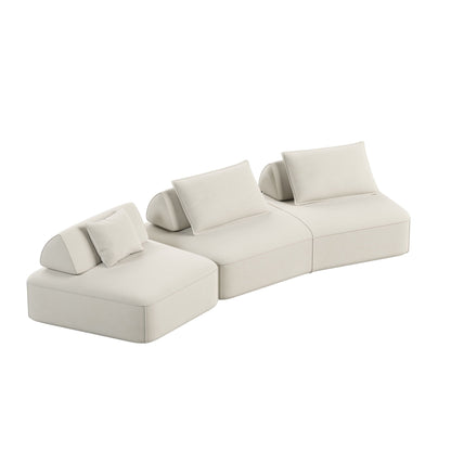 Modern Luxury Oversized Modular Sectional Sofa Set, 2-piece cream leatherette cushions on Tampa Home & Garden Store