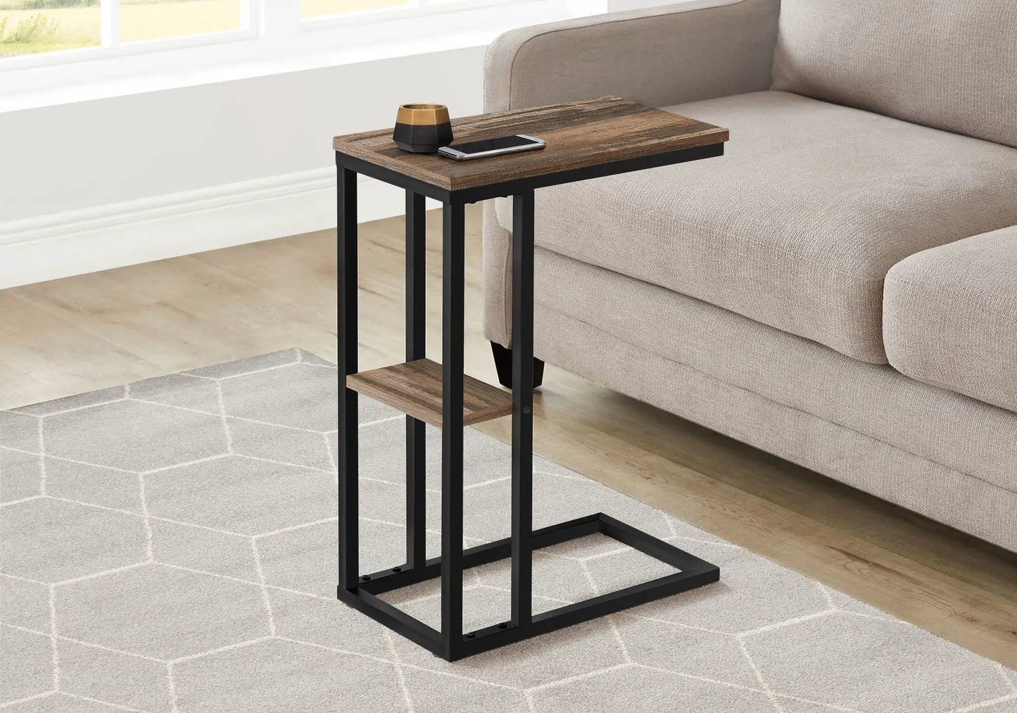 C Shaped Accent Table with Contemporary Design