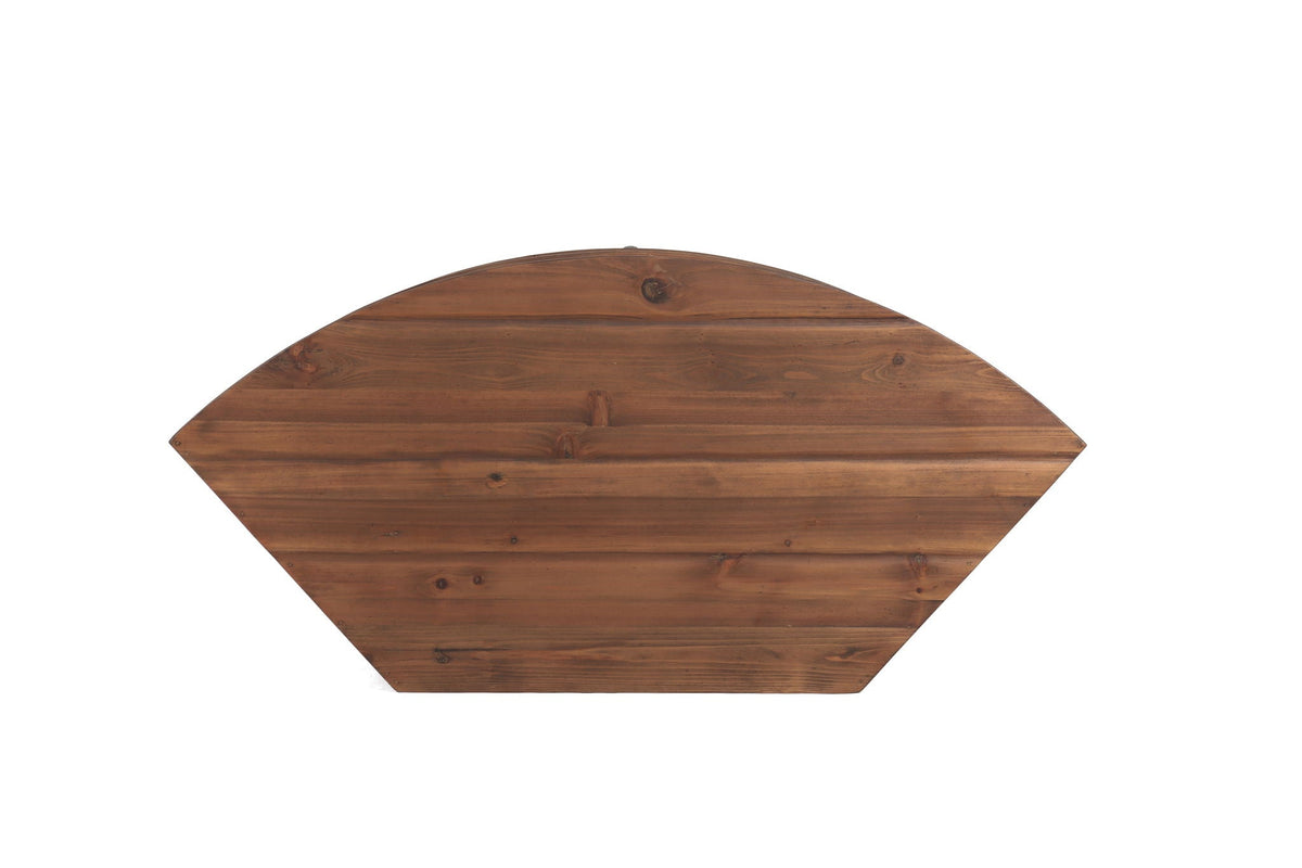 Fan Shape Reclaimed Wood Corner Media Table by HouseOfZazla, warm brown wood TV stand on Tampa Home & Garden Store