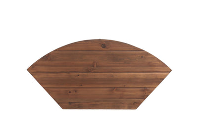Fan Shape Reclaimed Wood Corner Media Table by HouseOfZazla, warm brown wood TV stand on Tampa Home & Garden Store