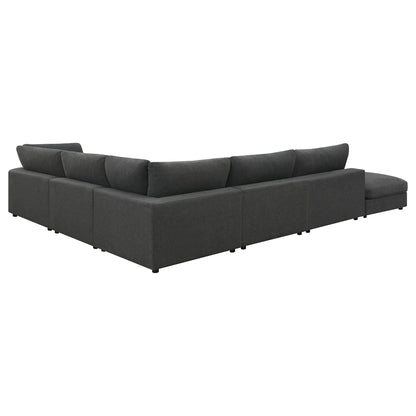 Rhette Upholstered Sectional, 2-piece living room set in dark charcoal fabric by HouseOfZazla on Tampa Home & Garden Store