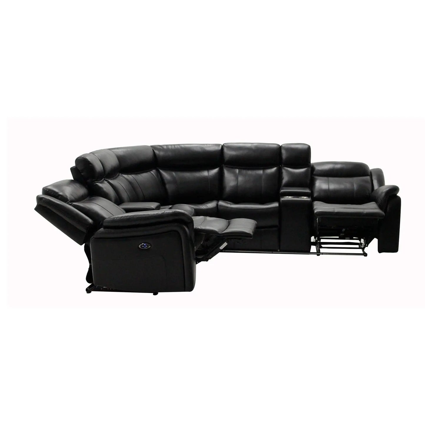 Jupiter Leather Sectional Black With Led Lighting