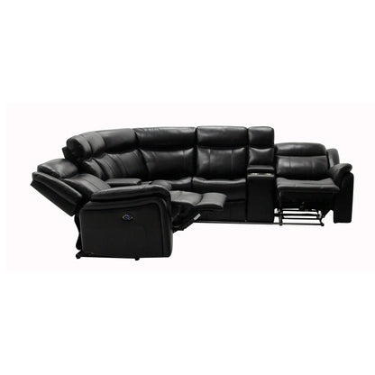 Jupiter Leather Sectional Black With Led Lighting
