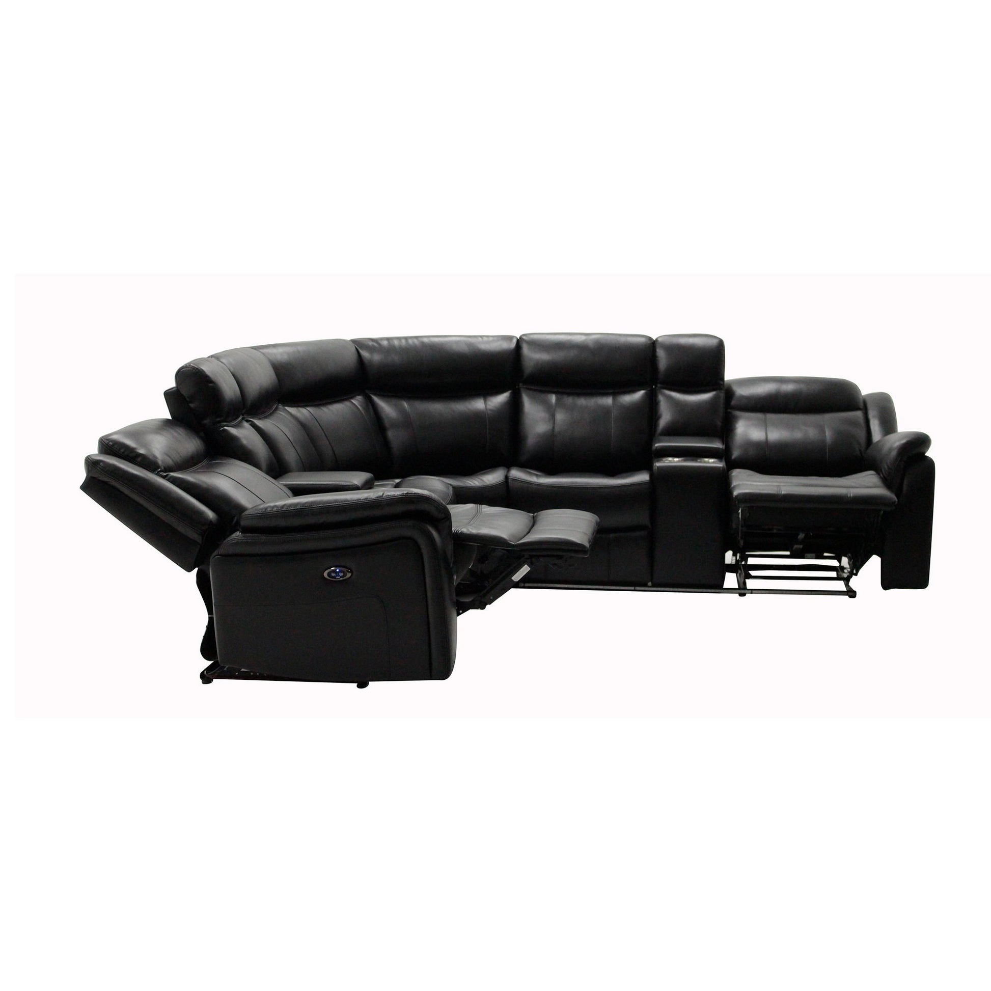 Jupiter Leather Sectional, black reclining chaise longue by HouseOfZazla on Tampa Home & Garden Store