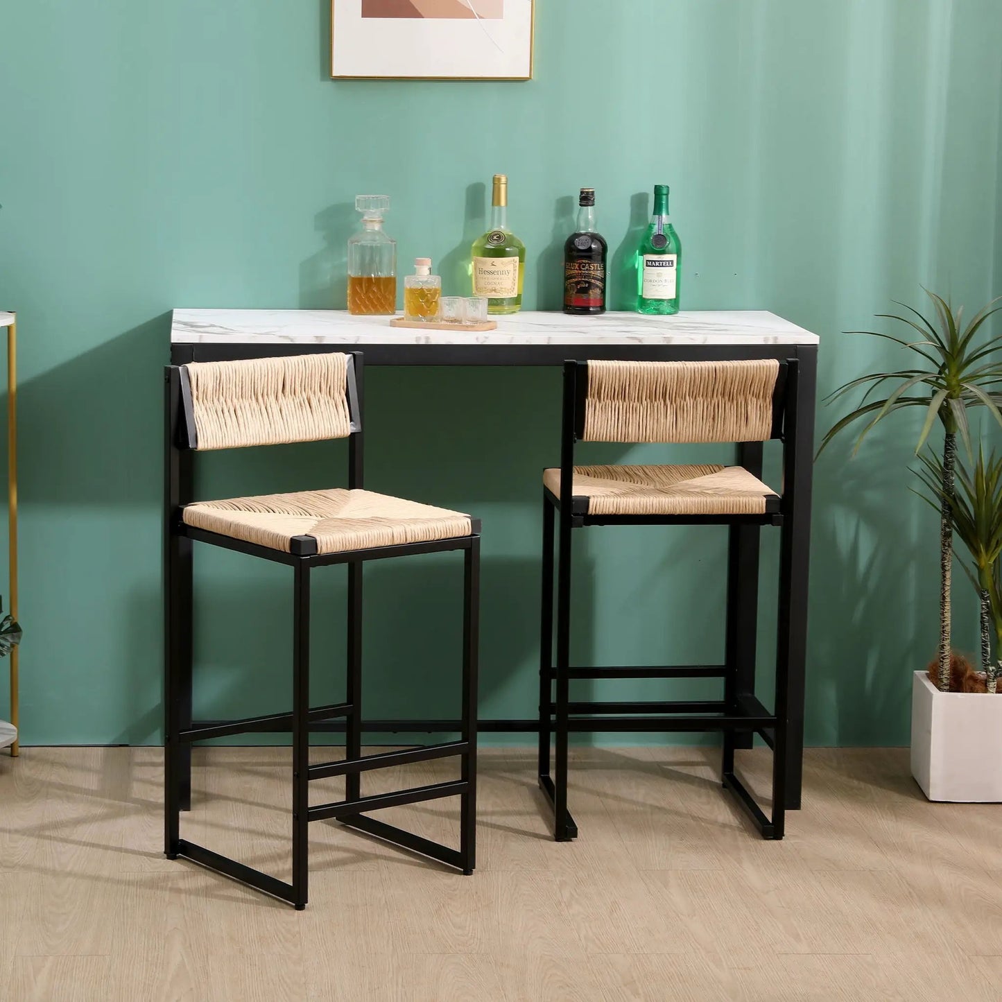 Bar Stools Paper Rope Weave Dining Chairs