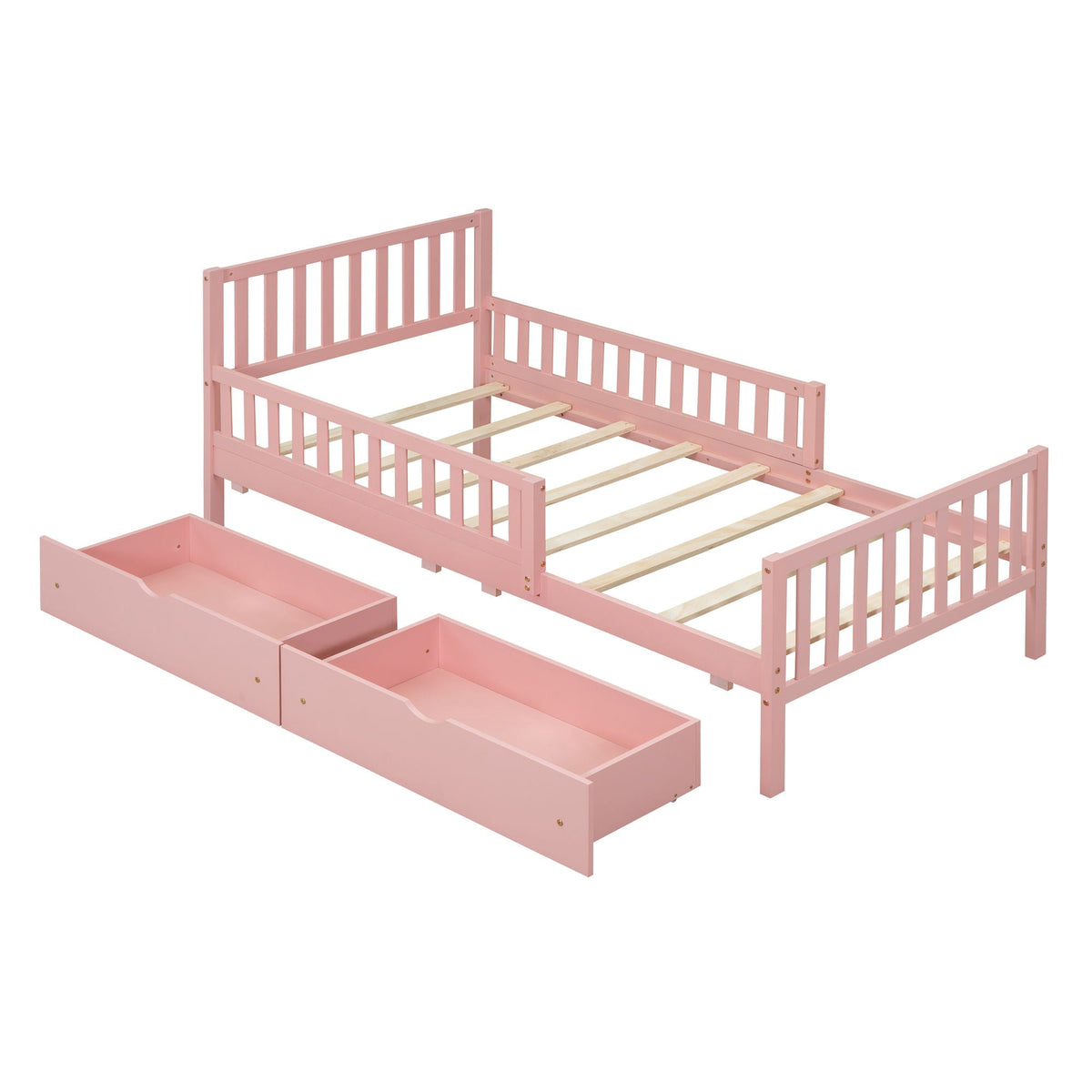 Platform bed pink with guardrails on both sides and two storage drawers by HouseOfZazla on Tampa Home & Garden Store