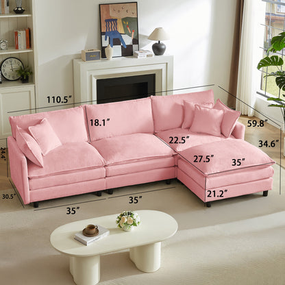 L Shaped Modular Sectional Sofa and Ottoman