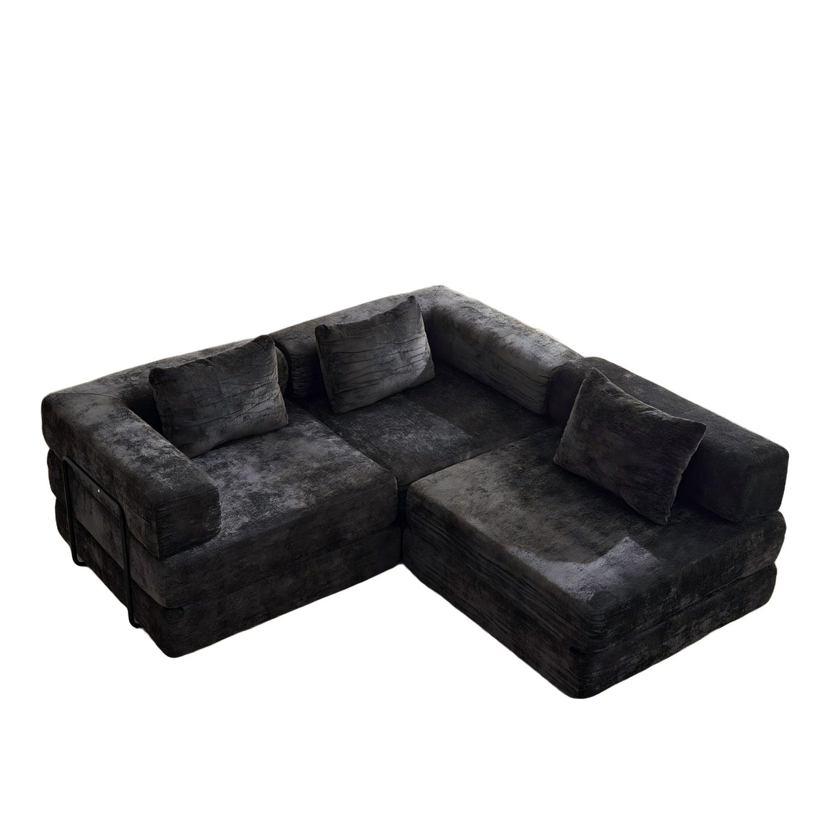 Convertible floor sofa bed modular sectional with dark charcoal upholstery and plush cushions on Tampa Home & Garden Store