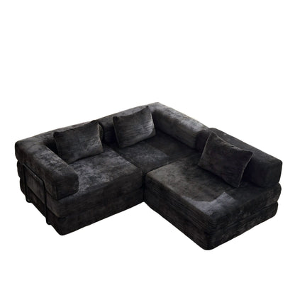 Convertible floor sofa bed modular sectional with dark charcoal upholstery and plush cushions on Tampa Home & Garden Store