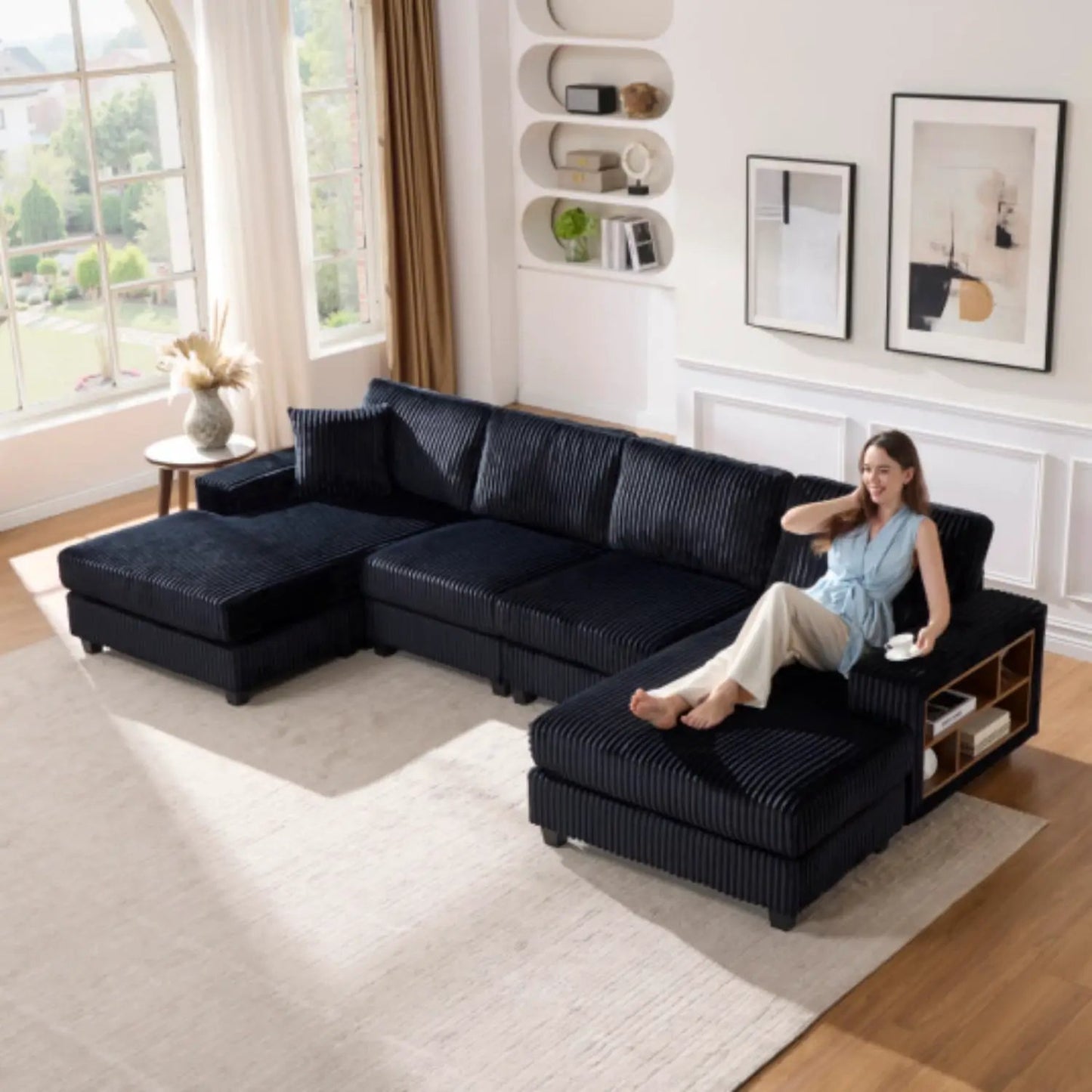 U Shaped Convertible Sofa Four Seater Lounge