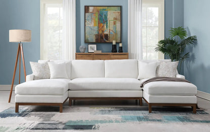 Valiant Chenille Sectional Sofa Ivory with 4 Pillows, stationary by Unique Piece Furniture on Tampa Home & Garden Store