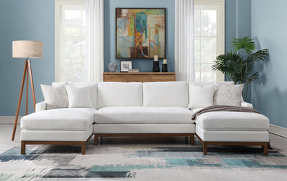 Valiant Chenille Sectional Sofa ivory with 4 pillows, stationary by HouseOfZazla on Tampa Home & Garden Store