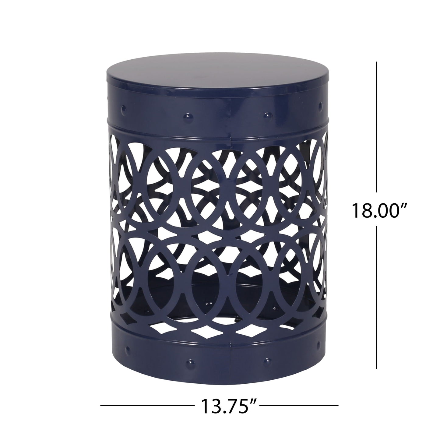 Large Outdoor Metal End Table with Floral Cut