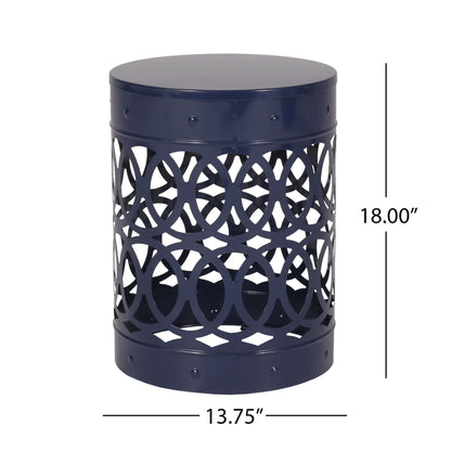 Large Outdoor Metal End Table with Floral Cut