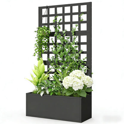 Planter Box Raised Garden Bed black metal frame grid trellis HouseOfZazla on Tampa Home & Garden Store