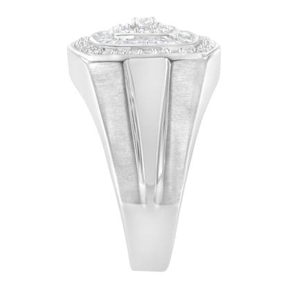 Bids.com 14K white gold men's diamond band ring with 1 CTTW diamonds and pavé halo on Tampa Home & Garden Store