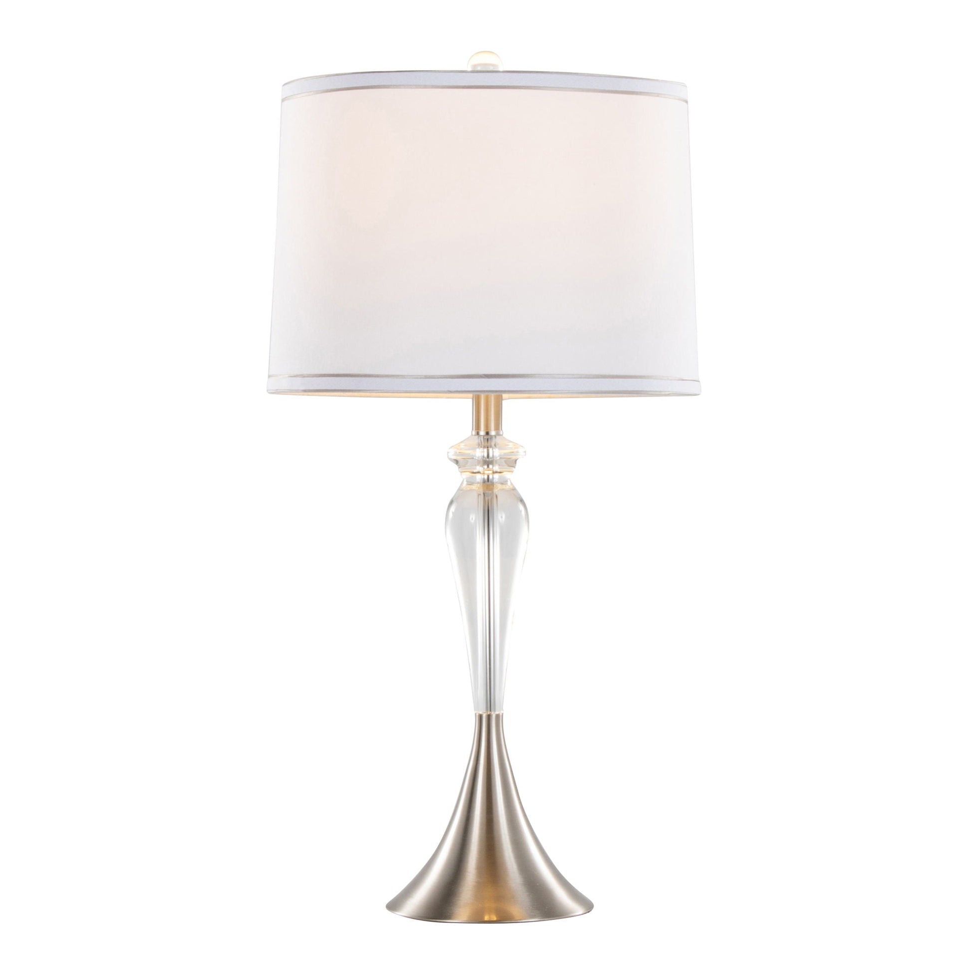 Ashland Contemporary Crystal Table Lamp set of 2, nickel finish, white shade by HouseOfZazla on Tampa Home & Garden Store