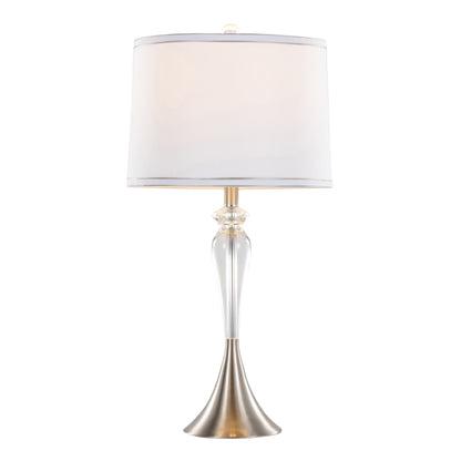 Ashland Contemporary Crystal Table Lamp set of 2, nickel finish, white shade by HouseOfZazla on Tampa Home & Garden Store