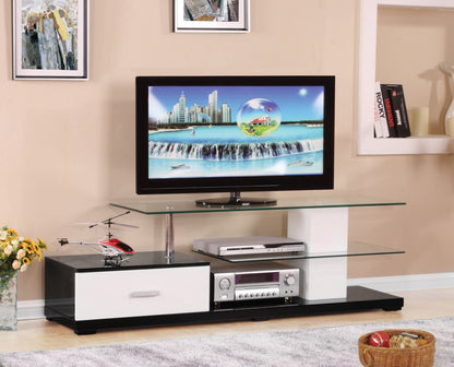 Ivana TV Stand white and black by HouseOfZazla with glass top entertainment center on Tampa Home & Garden Store