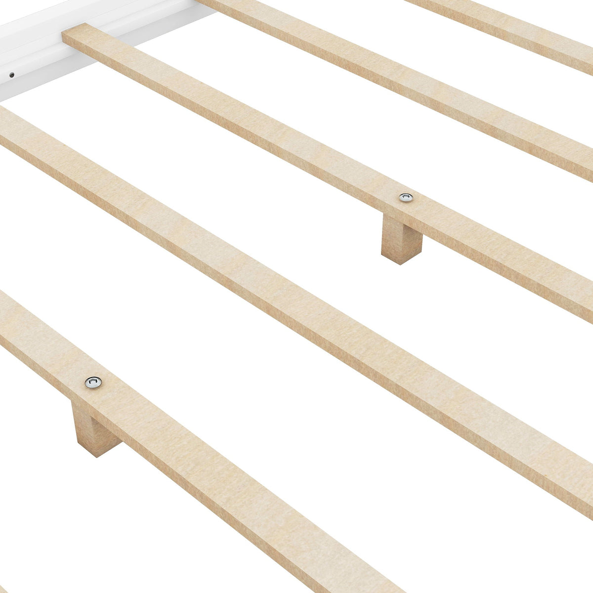 Wood canopy platform bed frame with support legs and airflow slats in light wood finish on Tampa Home & Garden Store