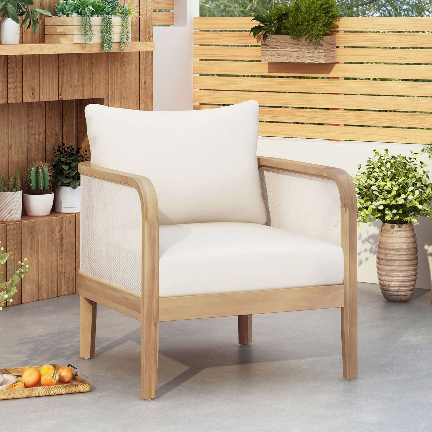 Durable Acacia Wood and Outdoor Patio Club Chair