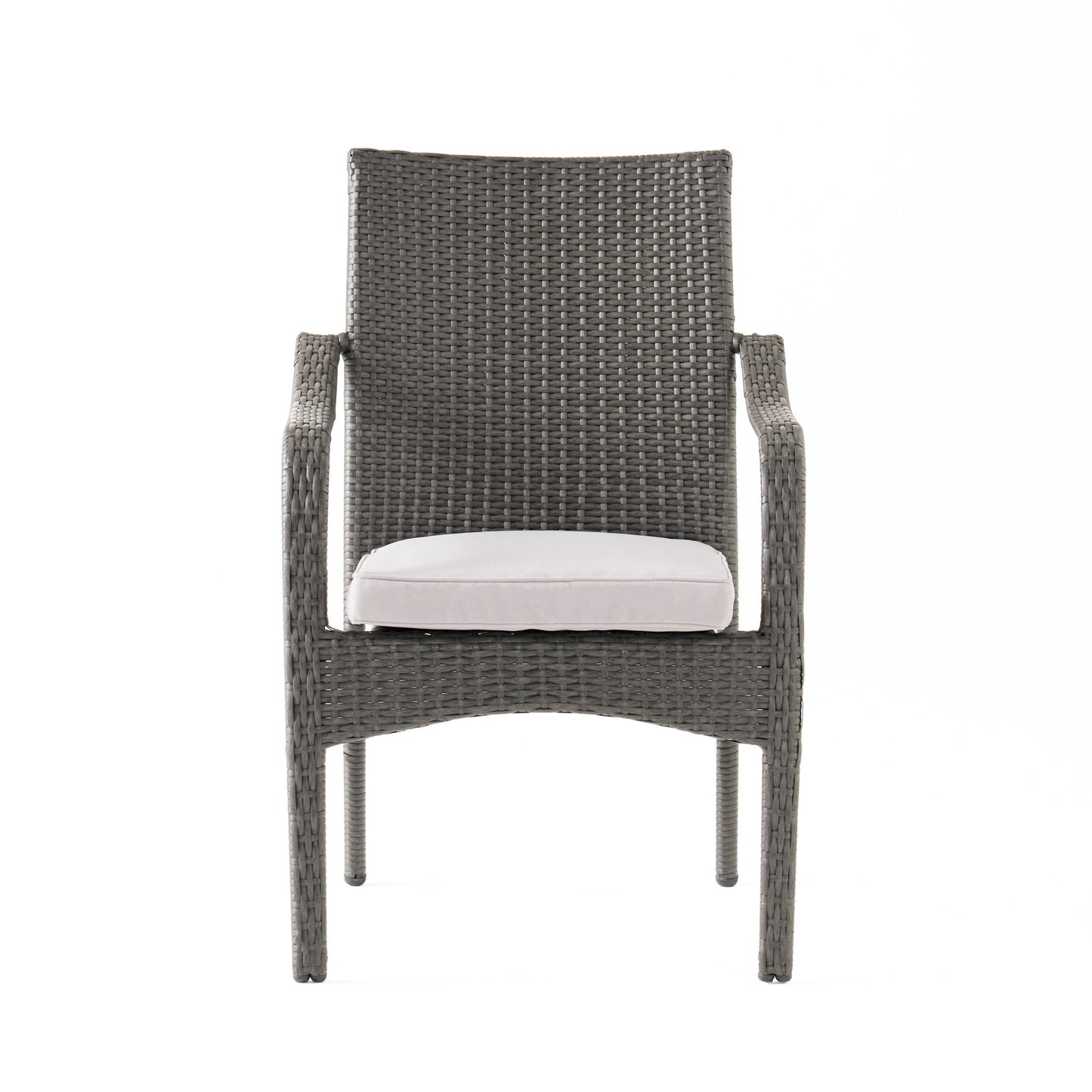 4 Outdoor PE Rattan Stack Chairs with Iron Frame