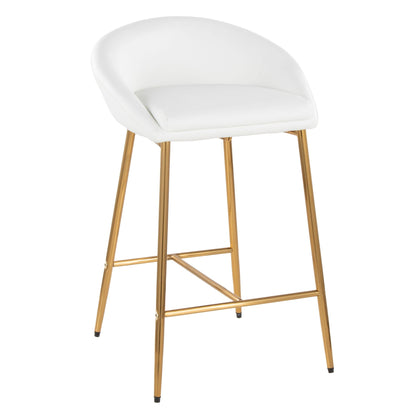 Glam Counter Stool Set with curved white upholstered seat and gold legs by HouseOfZazla on Tampa Home & Garden Store