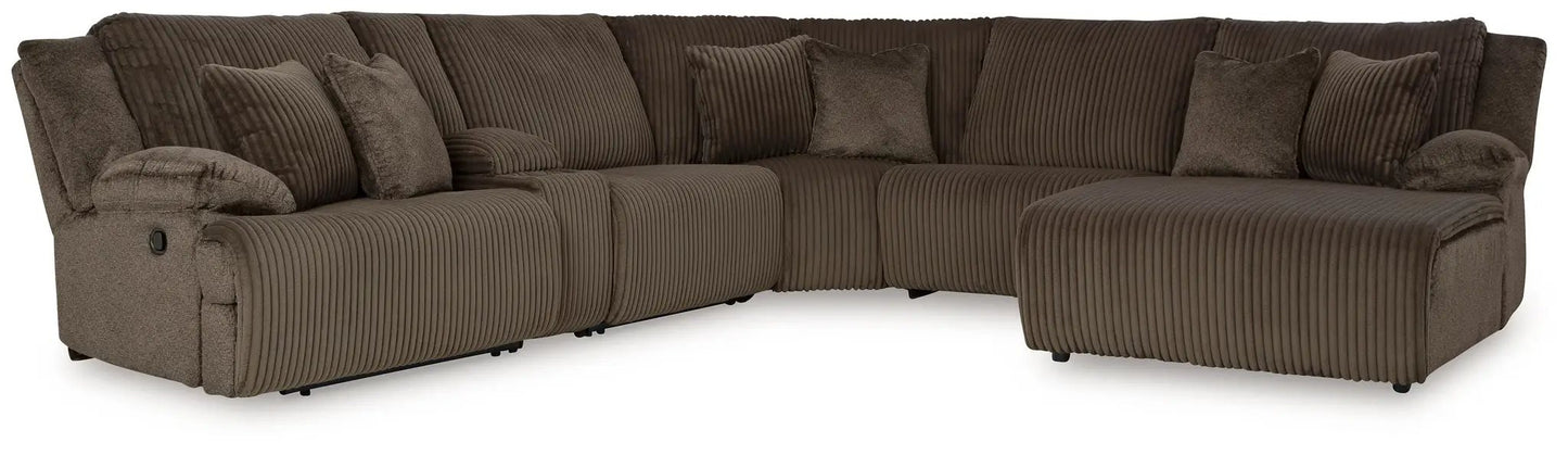 Top Tier Corduroy Reclining Sectional with Chaise