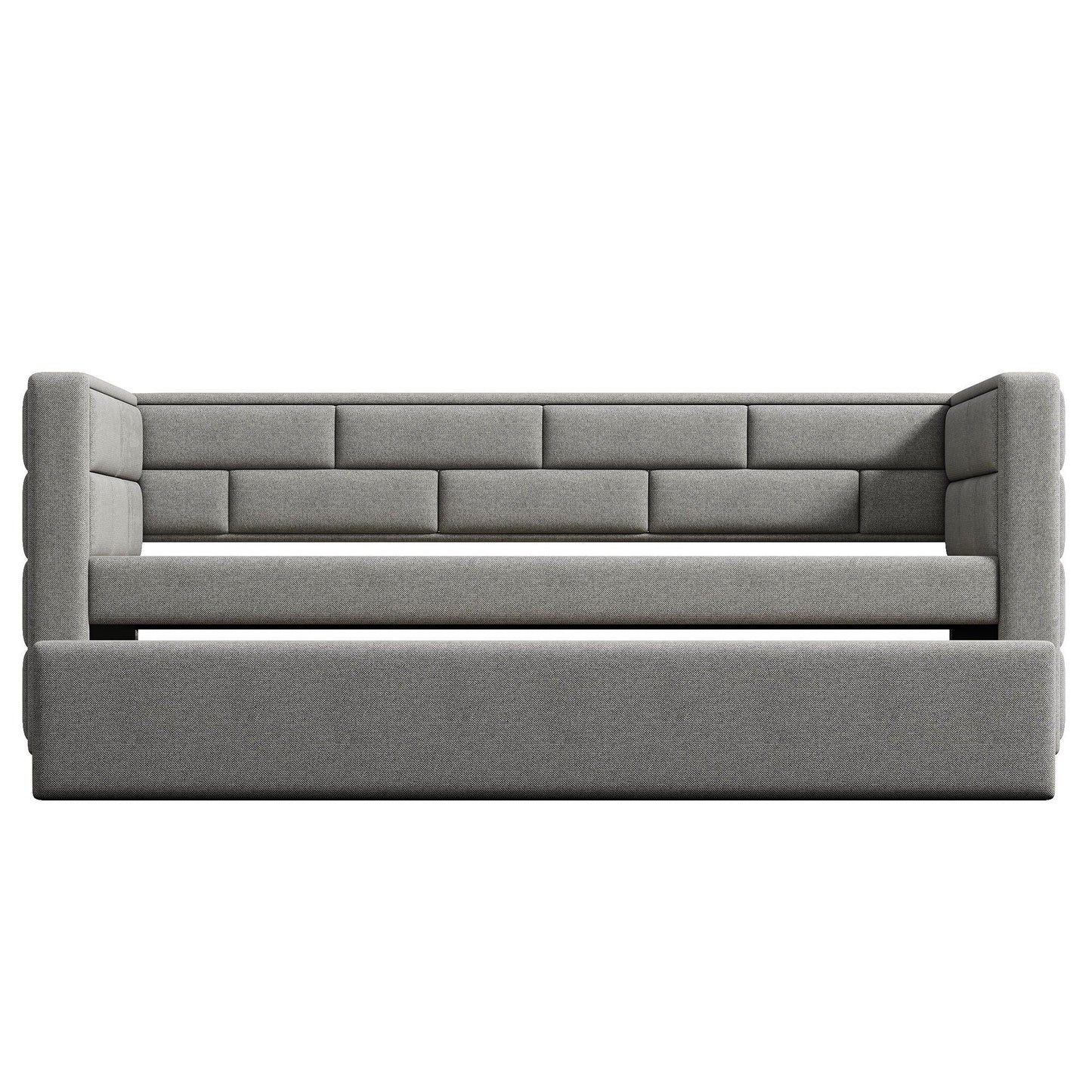 Upholstered twin size daybed with trundle in gray fabric; padded back and sides by HouseOfZazla on Tampa Home & Garden Store