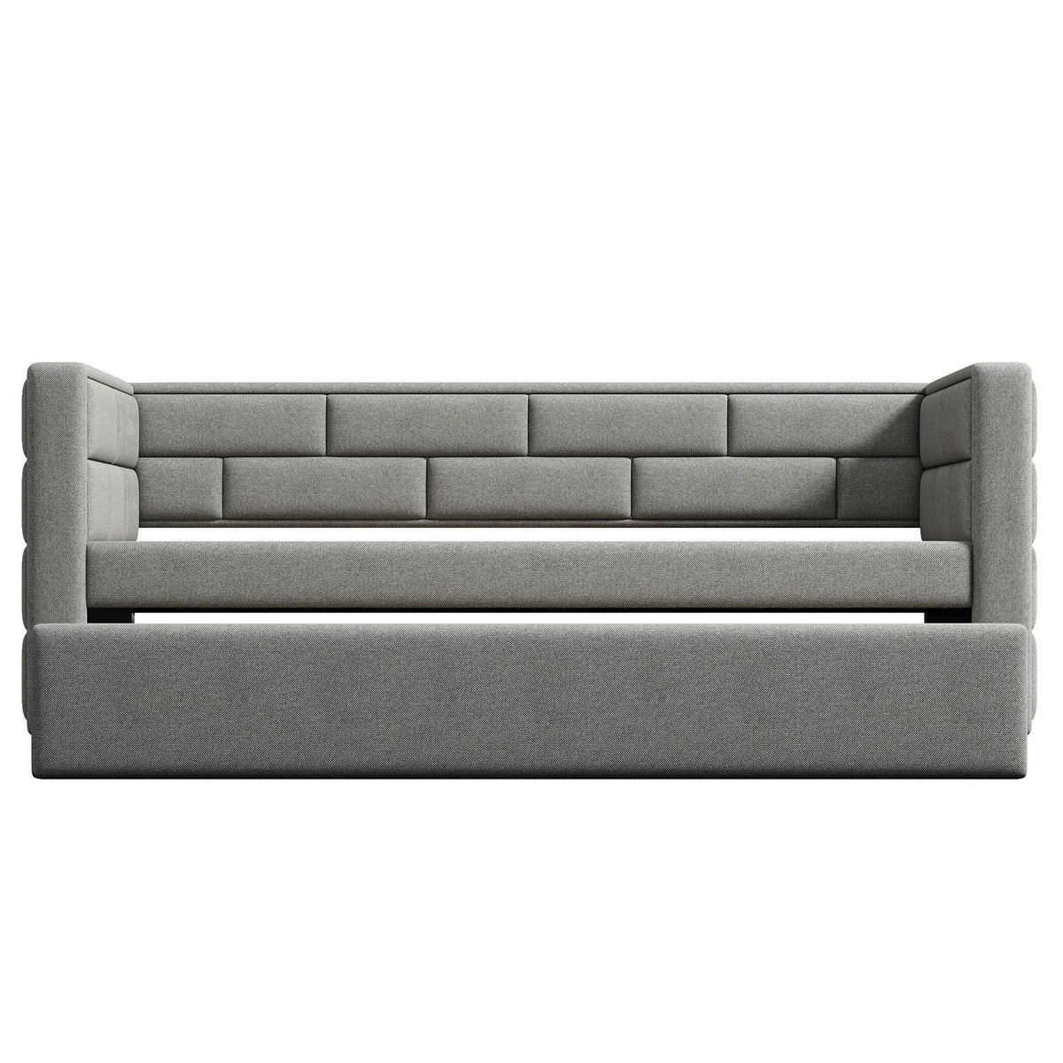 Upholstered twin size daybed with trundle in gray fabric; padded back and sides by HouseOfZazla on Tampa Home & Garden Store