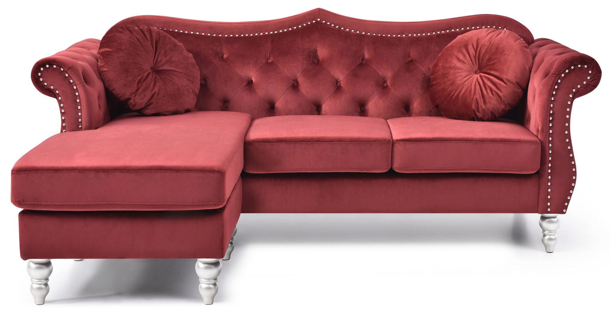 Hollywood Glam Sofa Chaise and Tufted Nailhead