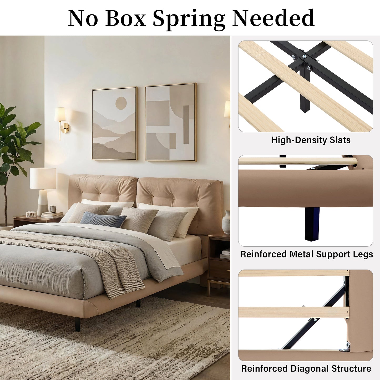 Queen Size Floating Bed Frame With Led Strip