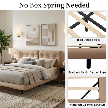 Queen Size Floating Bed Frame With Led Strip