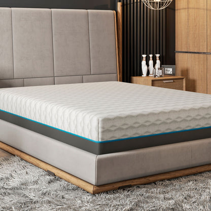Copper Lux 12in memory foam mattress with phase-change cooling fabric cover turquoise edge on Tampa Home & Garden Store