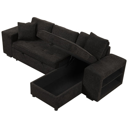 Modern charcoal L-shaped sleeper sectional couch with storage chaise on Tampa Home & Garden Store