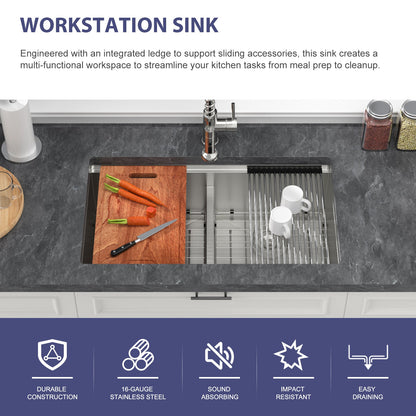 33 Inch Double Bowl And Undermount Stainless Sink