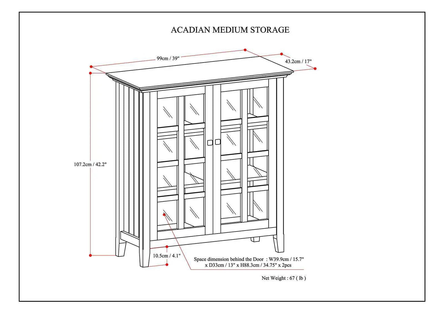 Acadian Medium Storage Cabinet Handcrafted